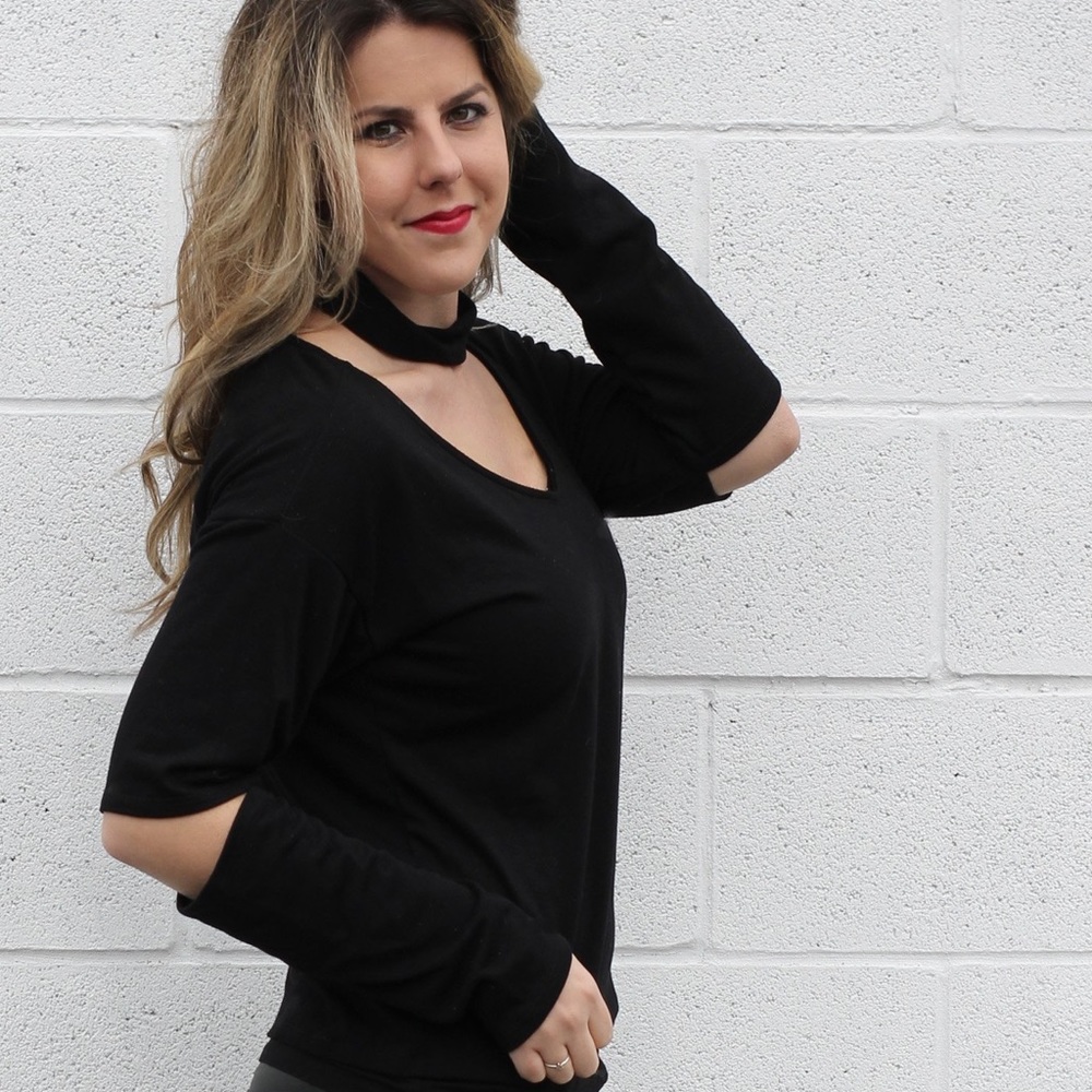 Not-So-Basic - Choker and Elbow Cutout Top